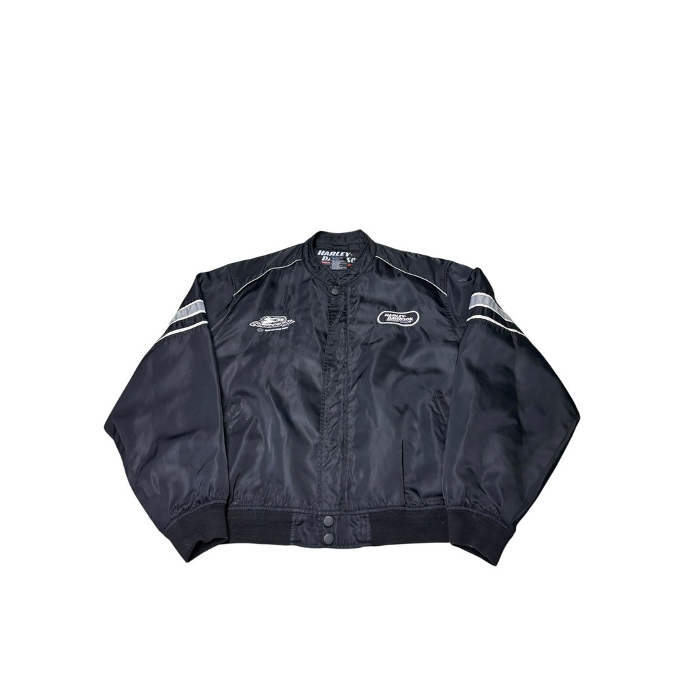 Harley-Davidson Racing Screamin‎ Eagle Nylon Bomber Jacket Mens 2XL Black Zip Up